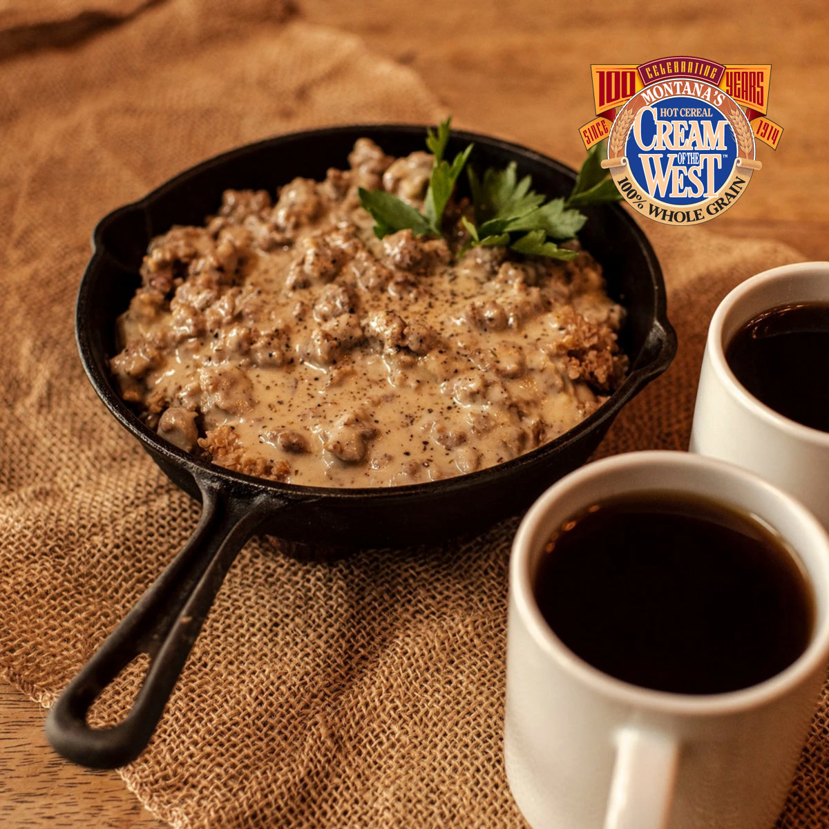 Gruff Grits with Sausage Gravy Cream of the West